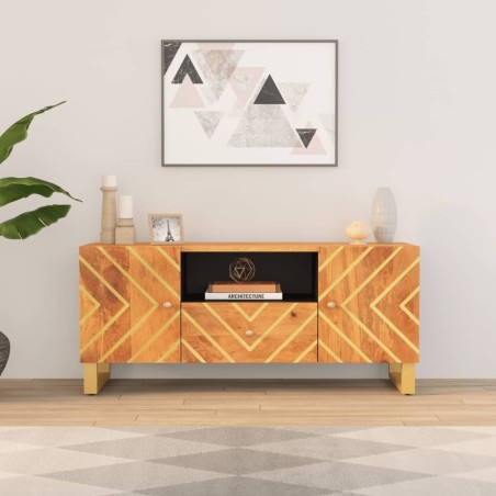vidaXL Mobile Porta TV Marrone e Nero 105x33,5x46 cm in Legno di Mango