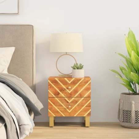 vidaXL Comodino Marrone e Nero in Legno Massello di Mango