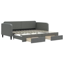 vidaXL Divano Letto Estraibile Cassetti Grigio Scuro 90x200cm Tessuto