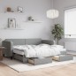 vidaXL Divano Letto Estraibile Cassetti Grigio Chiaro 90x200cm Tessuto vidaXL Divano Letto Estraibile Cassetti Grigio Chiaro 90x200cm Tessuto