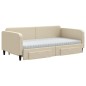 vidaXL Divano Letto Estraibile con Cassetti Crema 100x200cm in Tessuto