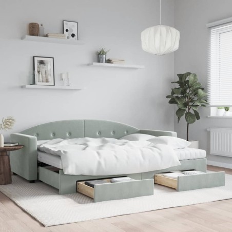 vidaXL Divano Letto Estraibile Cassetti Grigio Chiaro 80x200cm Velluto