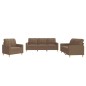 vidaXL Set di Divani 3 pz con Cuscini Marrone in Tessuto vidaXL Set di Divani 3 pz con Cuscini Marrone in Tessuto