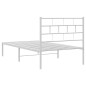vidaXL Giroletto con Testiera Metallo Bianco 90x190 cm vidaXL Giroletto con Testiera Metallo Bianco 90x190 cm