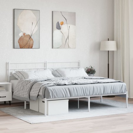 vidaXL Giroletto con Testiera Metallo Bianco 193x203 cm