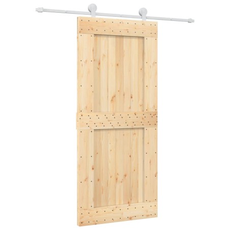 vidaXL Porta Scorrevole con Set Hardware 90x210 cm Legno Massello Pino