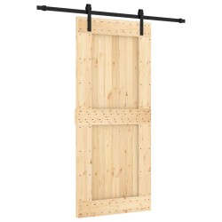 vidaXL Porta Scorrevole con Set Hardware 90x210 cm Legno Massello Pino
