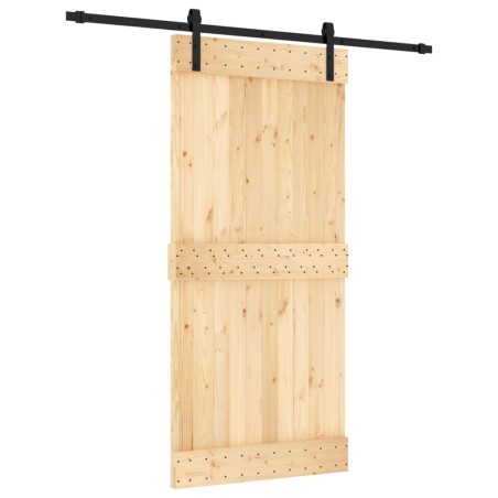 vidaXL Porta Scorrevole con Set Hardware 95x210 cm Legno Massello Pino