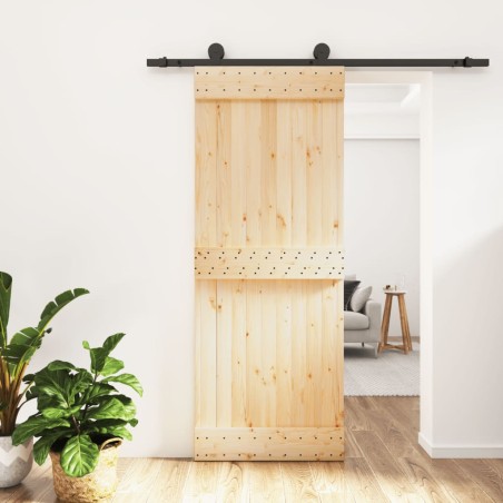 vidaXL Porta Scorrevole con Set Hardware 80x210 cm Legno Massello Pino