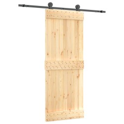 vidaXL Porta Scorrevole con Set Hardware 80x210 cm Legno Massello Pino