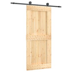 vidaXL Porta Scorrevole con Set Hardware 90x210 cm Legno Massello Pino