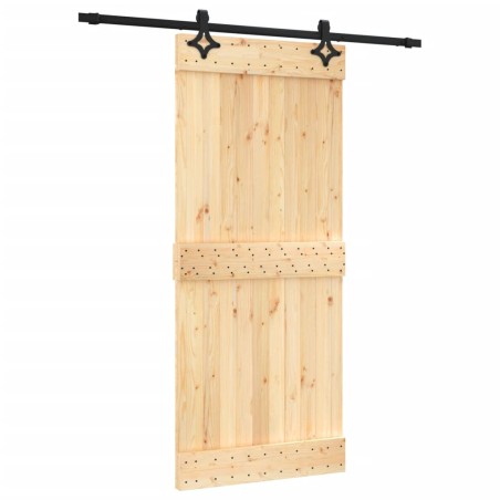 vidaXL Porta Scorrevole con Set Hardware 90x210 cm Legno Massello Pino