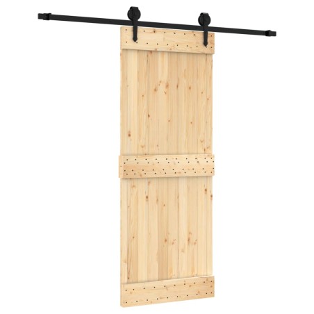 vidaXL Porta Scorrevole con Set Hardware 80x210 cm Legno Massello Pino