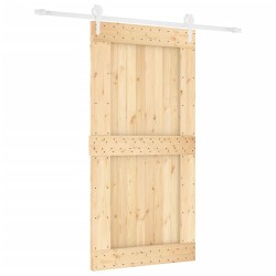 vidaXL Porta Scorrevole con Set Hardware 100x210cm Legno Massello Pino