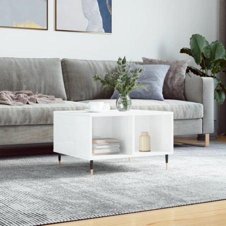 vidaXL Tavolino Salotto Bianco Lucido 60x50x36,5 cm Legno Multistrato