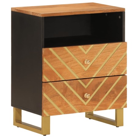 vidaXL Comodino Nero 40x29x50 cm in Legno Massello di Mango