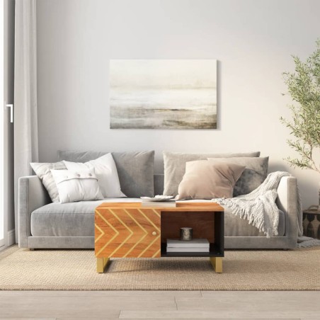 vidaXL Tavolino da Salotto Marrone e Nero 80x50x40 cm Legno di Mango