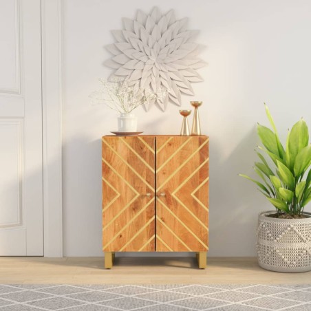vidaXL Mobiletto Marrone e Nero 60x33,5x75 cm Legno Massello di Mango