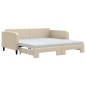 vidaXL Divano Letto Estraibile con Materassi Crema 100x200 cm Tessuto vidaXL Divano Letto Estraibile con Materassi Crema 100x200 cm Tessuto