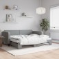 vidaXL Divano Letto Estraibile Materassi Grigio Chiaro 90x200 Tessuto vidaXL Divano Letto Estraibile Materassi Grigio Chiaro 90x200 Tessuto