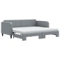 vidaXL Divano Letto Estraibile Materassi Grigio Chiaro 90x200 Tessuto vidaXL Divano Letto Estraibile Materassi Grigio Chiaro 90x200 Tessuto