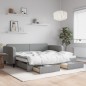 vidaXL Divano Letto Estraibile Cassetti Grigio Chiaro 90x190cm Tessuto vidaXL Divano Letto Estraibile Cassetti Grigio Chiaro 90x190cm Tessuto