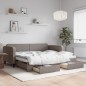 vidaXL Divano Letto Estraibile con Cassetti Tortora 90x200 cm Tessuto vidaXL Divano Letto Estraibile con Cassetti Tortora 90x200 cm Tessuto