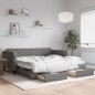 vidaXL Divano Letto Estraibile Cassetti Grigio Scuro 100x200cm Tessuto vidaXL Divano Letto Estraibile Cassetti Grigio Scuro 100x200cm Tessuto