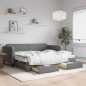 vidaXL Divano Letto Estraibile Cassetti Grigio Scuro 90x190cm Tessuto vidaXL Divano Letto Estraibile Cassetti Grigio Scuro 90x190cm Tessuto