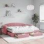 vidaXL Divano Letto Estraibile con Cassetti Rosa 80x200 cm Velluto vidaXL Divano Letto Estraibile con Cassetti Rosa 80x200 cm Velluto