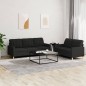 vidaXL Set di Divani 2 pz con Cuscini Nero in Tessuto vidaXL Set di Divani 2 pz con Cuscini Nero in Tessuto