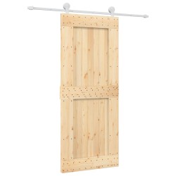 vidaXL Porta Scorrevole con Set Hardware 85x210 cm Legno Massello Pino