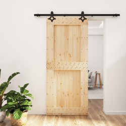 vidaXL Porta Scorrevole con Set Hardware 90x210 cm Legno Massello Pino
