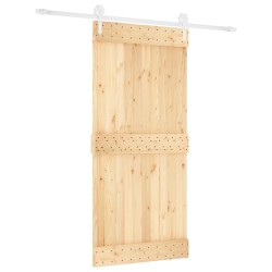 vidaXL Porta Scorrevole con Set Hardware 95x210 cm Legno Massello Pino