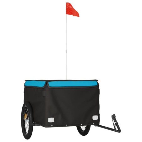 vidaXL Rimorchio da Bici da Carico Nero e Blu 45 kg in Ferro