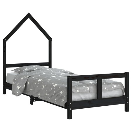 vidaXL Giroletto per Bambini Nero 80x200 cm in Legno Massello di Pino