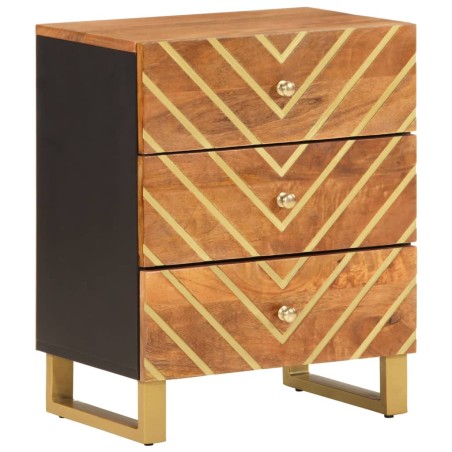vidaXL Comodino Nero 40x29x50 cm in Legno Massello di Mango