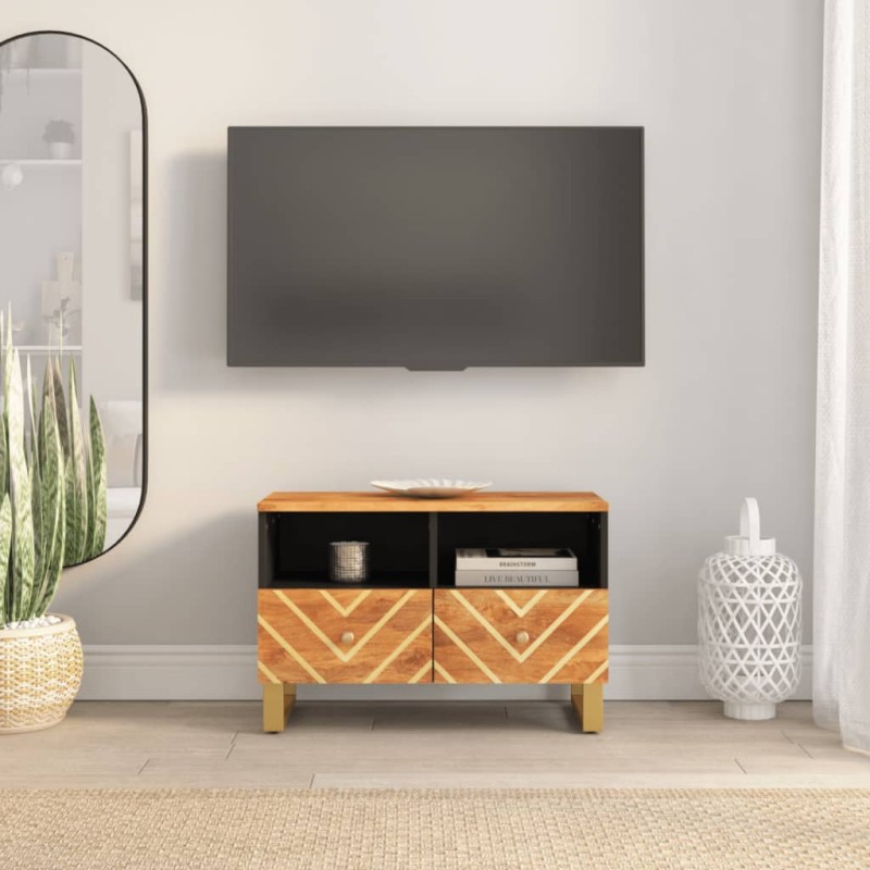 vidaXL Mobile Porta TV Marrone e Nero 70x33,5x46 cm in Legno di Mango vidaXL Mobile Porta TV Marrone e Nero 70x33,5x46 cm in Legno di Mango