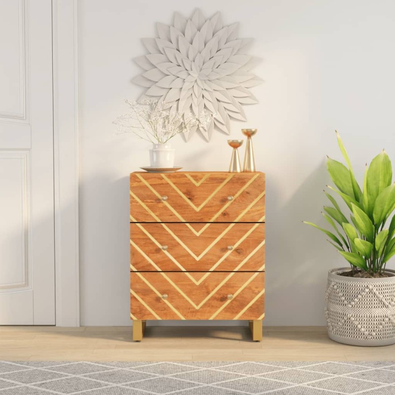 vidaXL Mobiletto Marrone e Nero 60x33,5x75 cm Legno Massello di Mango vidaXL Mobiletto Marrone e Nero 60x33,5x75 cm Legno Massello di Mango