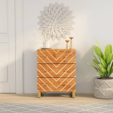vidaXL Mobiletto Marrone e Nero 60x33,5x75 cm Legno Massello di Mango