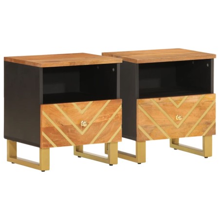 vidaXL Comodini 2 pz Marrone e Nero in Legno Massello di Mango