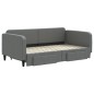 vidaXL Divano Letto Estraibile Cassetti Grigio Scuro 90x190cm Tessuto vidaXL Divano Letto Estraibile Cassetti Grigio Scuro 90x190cm Tessuto