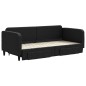 vidaXL Divano Letto Estraibile con Cassetti Nero 90x200 cm in Tessuto