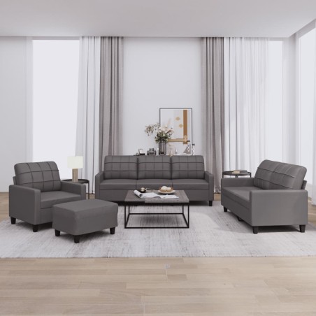 vidaXL Set di Divani 4 pz con Cuscini Grigio in Similpelle