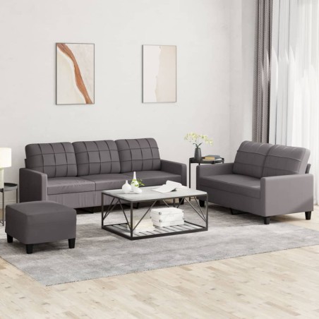 vidaXL Set di Divani 3 pz con Cuscini Grigio in Similpelle