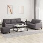 vidaXL Set di Divani 3 pz con Cuscini Grigio in Similpelle vidaXL Set di Divani 3 pz con Cuscini Grigio in Similpelle
