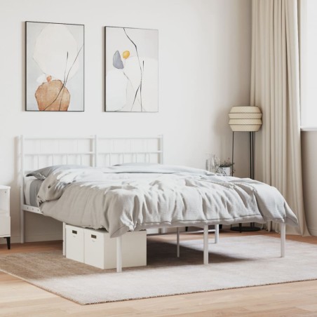 vidaXL Giroletto con Testiera Metallo Bianco 135x190 cm