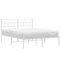 vidaXL Giroletto con Testiera Metallo Bianco 135x190 cm vidaXL Giroletto con Testiera Metallo Bianco 135x190 cm