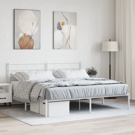 vidaXL Giroletto con Testiera Metallo Bianco 183x213 cm