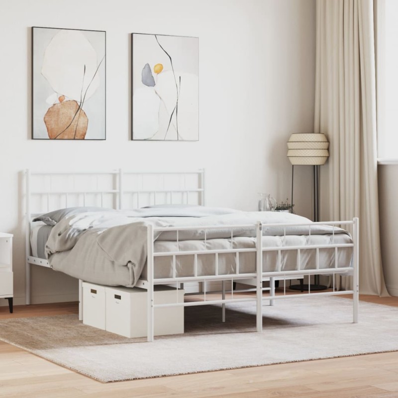 vidaXL Giroletto con Testiera e Pediera Metallo Bianco 120x200 cm